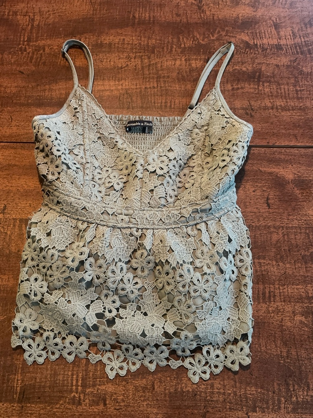 Y2K Abercrombie & Fitch XS Sage Lace Cami Boho Fairy Coquette Festival Tank
